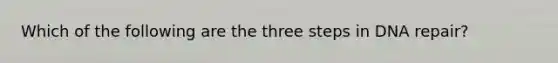 Which of the following are the three steps in DNA repair?