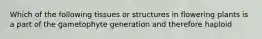 Which of the following tissues or structures in flowering plants is a part of the gametophyte generation and therefore haploid
