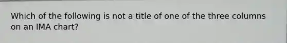 Which of the following is not a title of one of the three columns on an IMA chart?