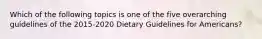 Which of the following topics is one of the five overarching guidelines of the 2015-2020 Dietary Guidelines for Americans?