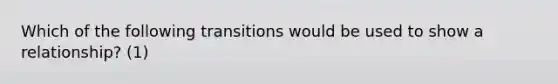 Which of the following transitions would be used to show a relationship? (1)