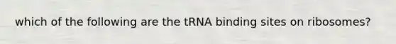 which of the following are the tRNA binding sites on ribosomes?