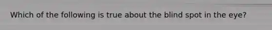 Which of the following is true about the blind spot in the eye?