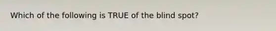 Which of the following is TRUE of the blind spot?