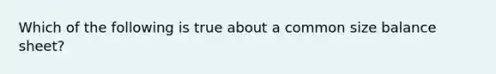 ​Which of the following is true about a common size balance sheet?