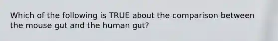 Which of the following is TRUE about the comparison between the mouse gut and the human gut?