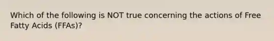Which of the following is NOT true concerning the actions of Free Fatty Acids (FFAs)?