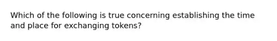 Which of the following is true concerning establishing the time and place for exchanging tokens?​