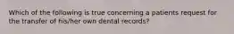 Which of the following is true concerning a patients request for the transfer of his/her own dental records?