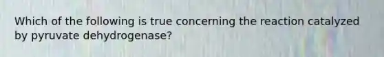 Which of the following is true concerning the reaction catalyzed by pyruvate dehydrogenase?