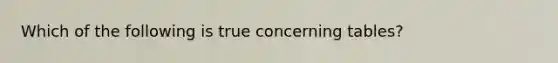Which of the following is true concerning tables?