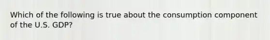 Which of the following is true about the consumption component of the U.S. GDP?
