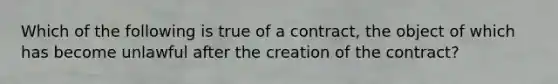 Which of the following is true of a contract, the object of which has become unlawful after the creation of the contract?