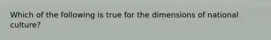 Which of the following is true for the dimensions of national culture?