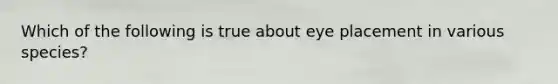 Which of the following is true about eye placement in various species?