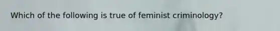 Which of the following is true of feminist criminology?