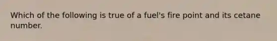 Which of the following is true of a fuel's fire point and its cetane number.