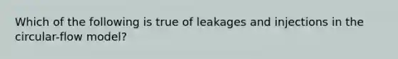 Which of the following is true of leakages and injections in the circular-flow model?