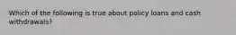 Which of the following is true about policy loans and cash withdrawals?