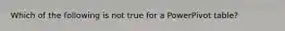 Which of the following is not true for a PowerPivot table?