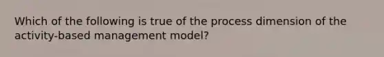 Which of the following is true of the process dimension of the activity-based management model?