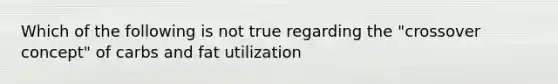 Which of the following is not true regarding the "crossover concept" of carbs and fat utilization