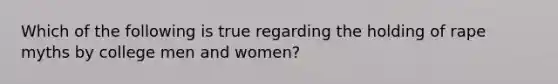 Which of the following is true regarding the holding of rape myths by college men and women?