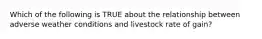 Which of the following is TRUE about the relationship between adverse weather conditions and livestock rate of gain?