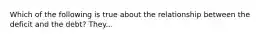 Which of the following is true about the relationship between the deficit and the debt? They...