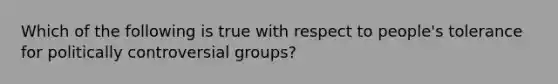 Which of the following is true with respect to people's tolerance for politically controversial groups?