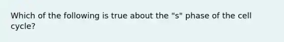 Which of the following is true about the "s" phase of the cell cycle?