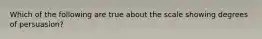 Which of the following are true about the scale showing degrees of persuasion?