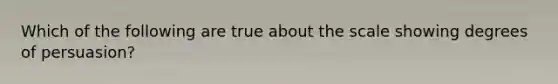 Which of the following are true about the scale showing degrees of persuasion?