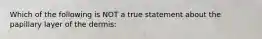 Which of the following is NOT a true statement about the papillary layer of the dermis: