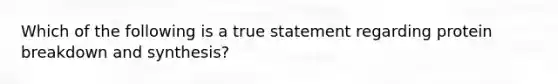 Which of the following is a true statement regarding protein breakdown and synthesis?