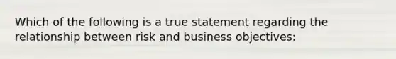 Which of the following is a true statement regarding the relationship between risk and business objectives: