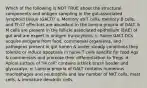 Which of the following is NOT TRUE about the structural components and antigen sampling in the gut-associated lymphoid tissue (GALT)? a. Memory ab-T cells, memory B cells, and Th17 effectors are abundant in the lamina propria of GALT. b. M cells are present in the follicle associated epithelium (EAE) of gut and are expert in antigen transcytosis. c. Some GALT DCs acquire antigens from food, commensal organisms, and pathogens present in gut lumen & under steady conditions they tolerize or induce apoptosis in naive T cells specific for food Ags & commensals and promote their differentiation to Tregs. d. Apical surface of "M cell" contains a thick brush border and glycocalyx. e. Lamina propria of GALT contains numerous macrophages and neutrophils and low number of NKT cells, mast cells, & immature dendritic cells.