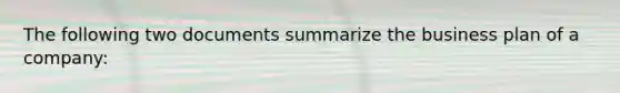 The following two documents summarize the business plan of a company: