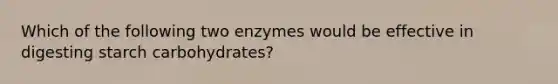 Which of the following two enzymes would be effective in digesting starch carbohydrates?