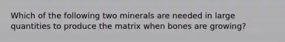 Which of the following two minerals are needed in large quantities to produce the matrix when bones are growing?