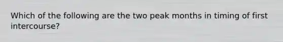 Which of the following are the two peak months in timing of first intercourse?