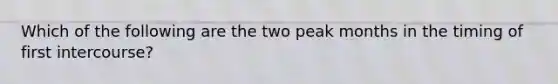 Which of the following are the two peak months in the timing of first intercourse?