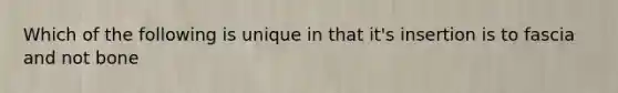 Which of the following is unique in that it's insertion is to fascia and not bone