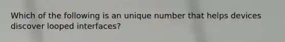 Which of the following is an unique number that helps devices discover looped interfaces?