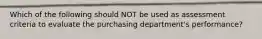 Which of the following should NOT be used as assessment criteria to evaluate the purchasing department's performance?