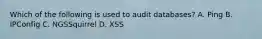 Which of the following is used to audit databases? A. Ping B. IPConfig C. NGSSquirrel D. XSS