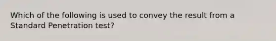 Which of the following is used to convey the result from a Standard Penetration test?