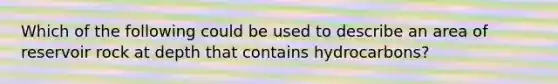 Which of the following could be used to describe an area of reservoir rock at depth that contains hydrocarbons?