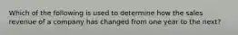 Which of the following is used to determine how the sales revenue of a company has changed from one year to the next?