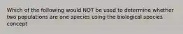 Which of the following would NOT be used to determine whether two populations are one species using the biological species concept